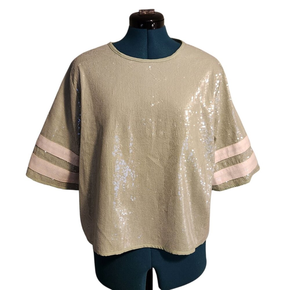 The Greii Los Angeles Green Sequin Shirt Blouse Women's Size Medium